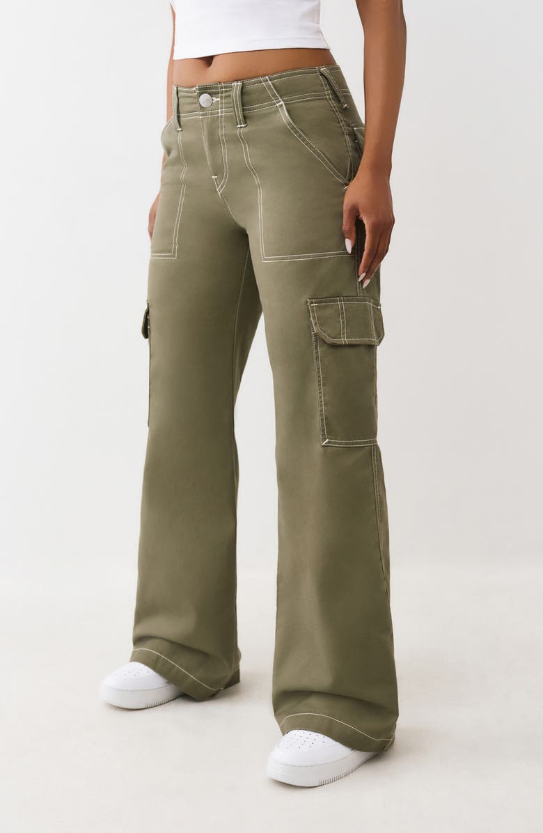 True Religion Bobbi Baggy Cargo Pants, Alternate, color, Kalamata