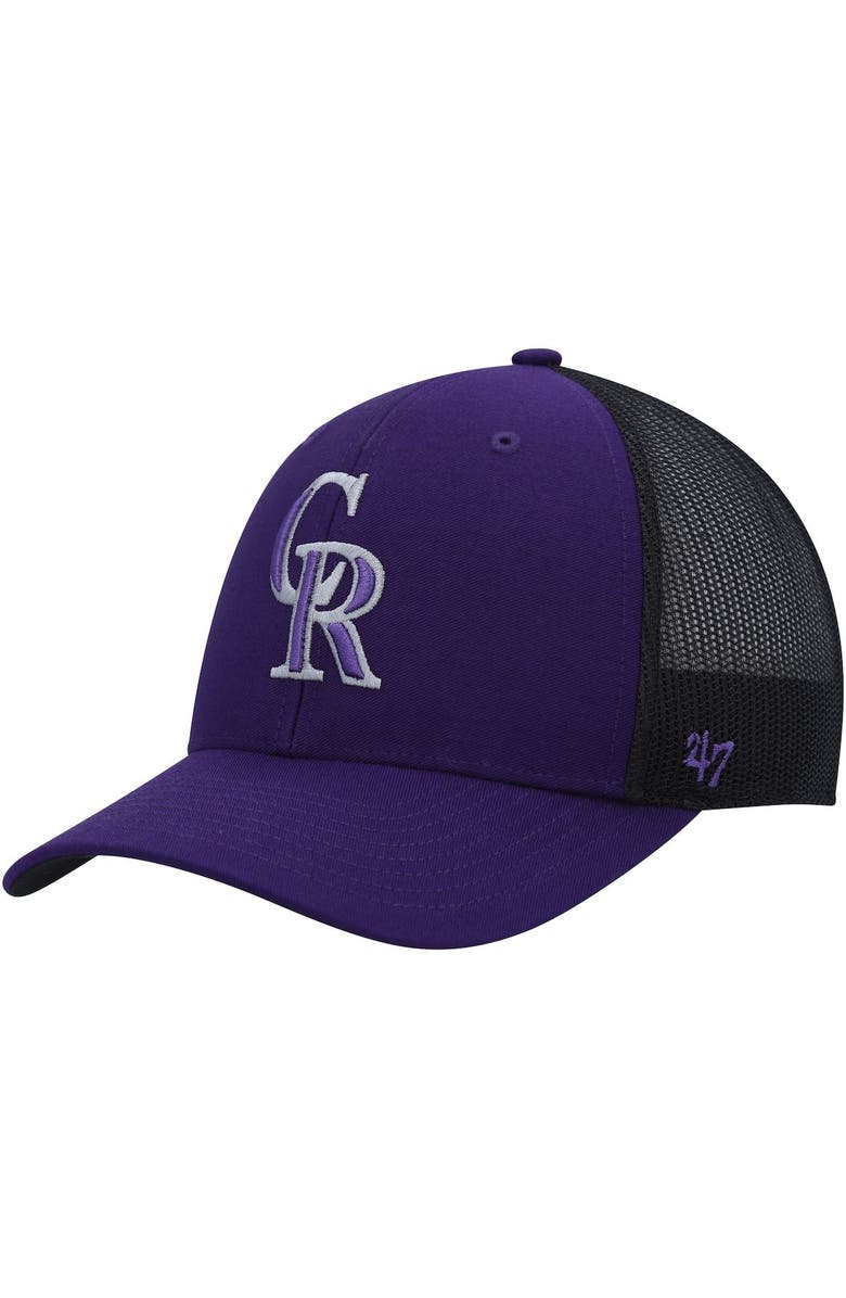 '47 Men's '47 Purple Colorado Rockies Secondary Trucker Snapback Hat, Main, color, 