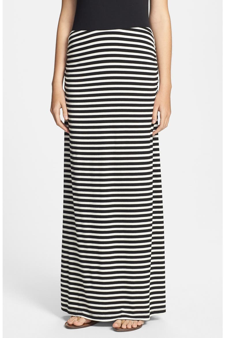 Caslon Convertible Maxi Skirt, Main, color, BLACK/ WHITE STRIPE