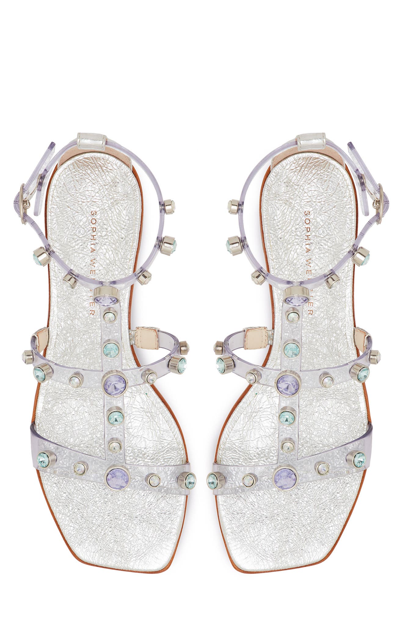 SOPHIA WEBSTER Dina Gem Clear T-Strap Flat Sandal, Alternate, color, 