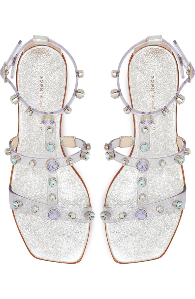SOPHIA WEBSTER Dina Gem Clear T-Strap Flat Sandal, Alternate, color,