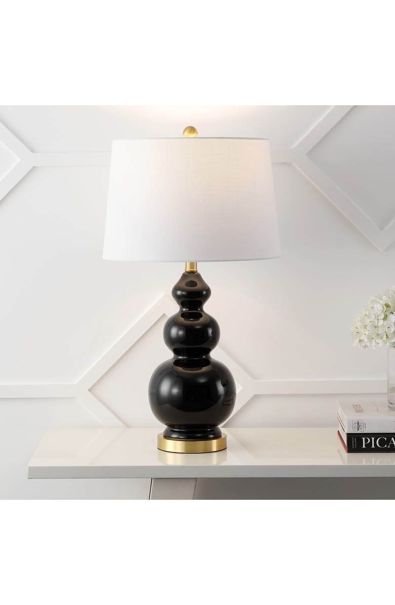 JONATHAN Y Bowen 27.5" Contemporary Transitional Ceramic Gourd LED Table Lamp, Main, color, Black