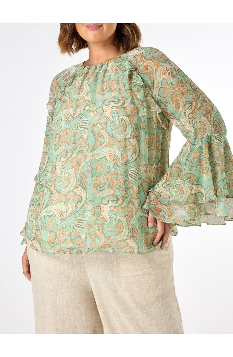Live Unlimited Print Frill Blouse, Alternate, color, Green