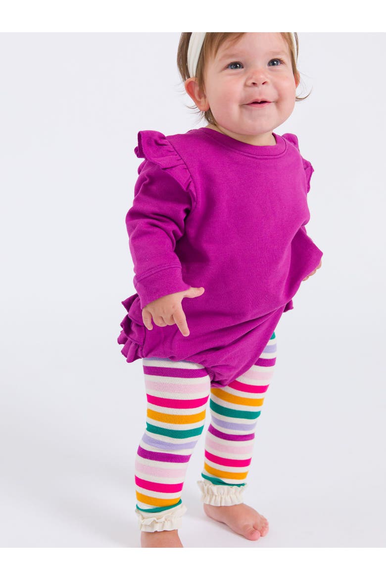 Baby Girls Sweatshirt Bubble Romper, Alternate, color, Plum Tart