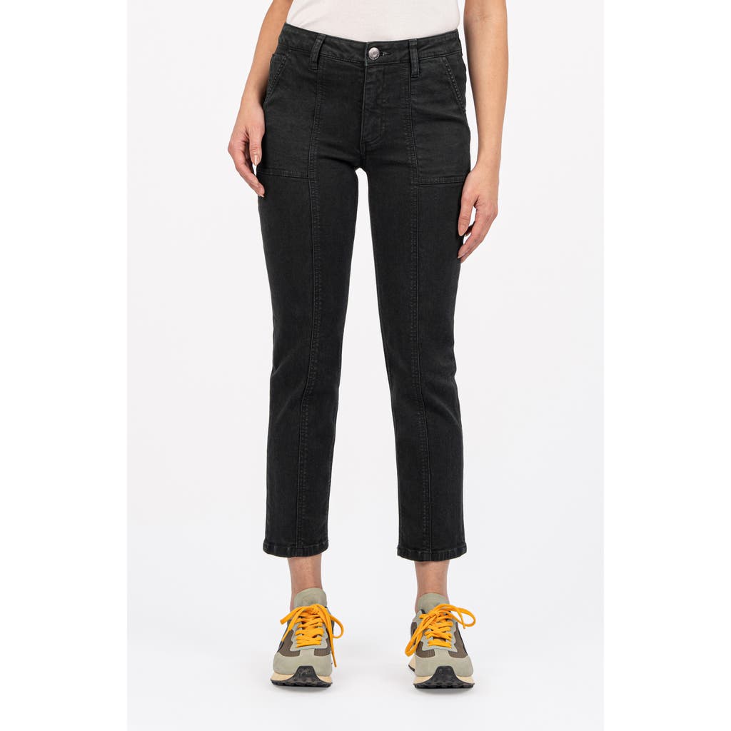 Kut From The Kloth Reese Seamed High Waist Ankle Slim Straight Leg Utility Jeans In Marine