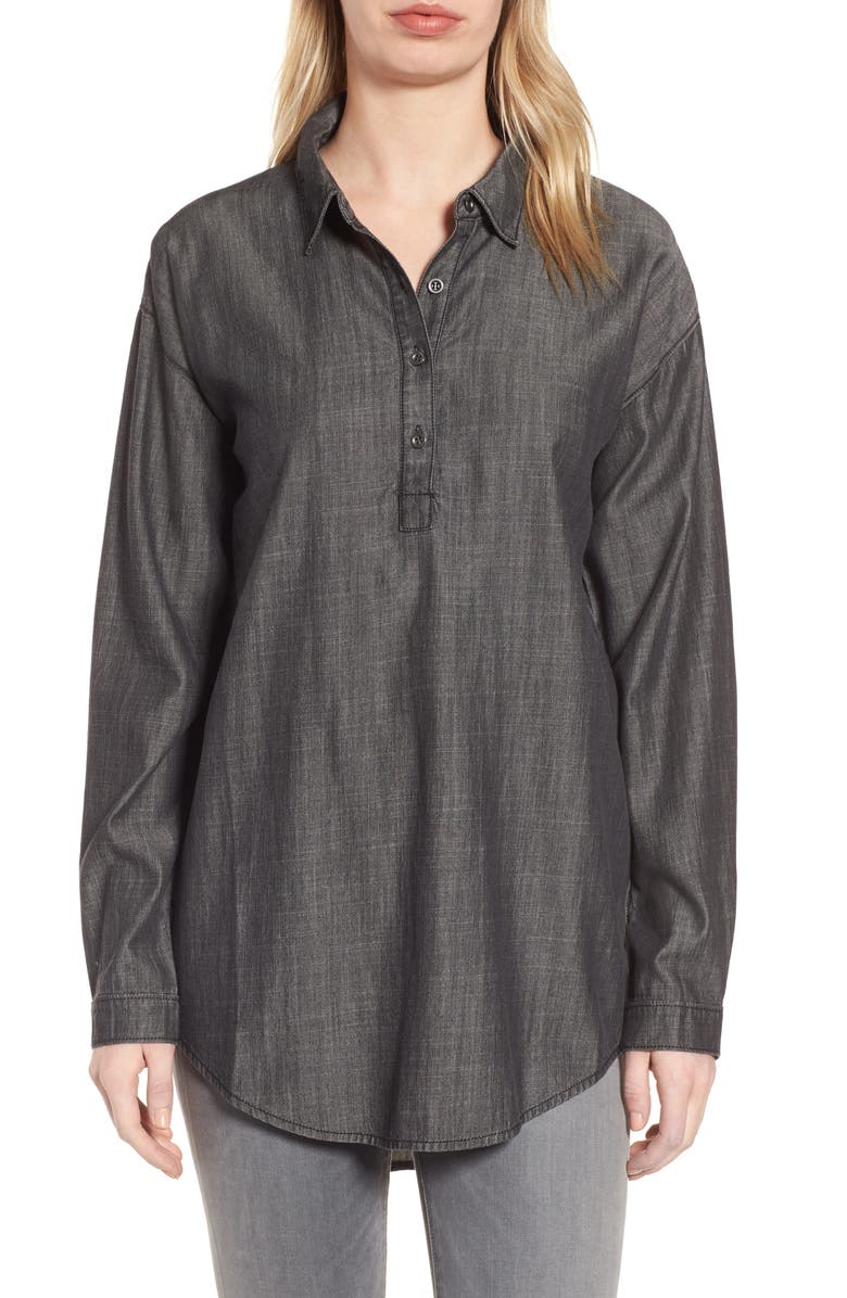 Eileen Fisher Tencel<sup>®</sup> Lyocell & Organic Cotton Tunic Shirt, Main, color,