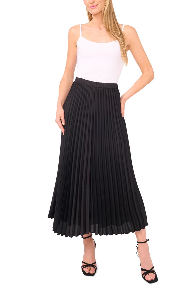 Pleated Midi Skirt, Alternate, color, RICH BLACK