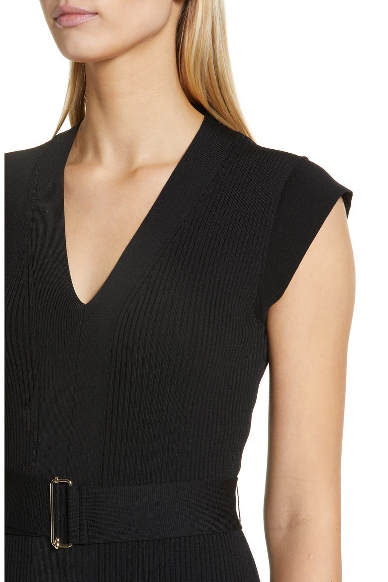 Belted Body-Con Sweater Dress, Alternate, color, BLACK
