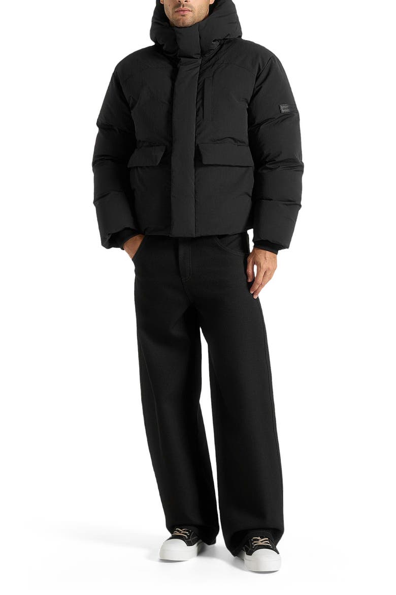 Casey Unisex Minimal Raglan Puffer Jacket, Alternate, color, Black