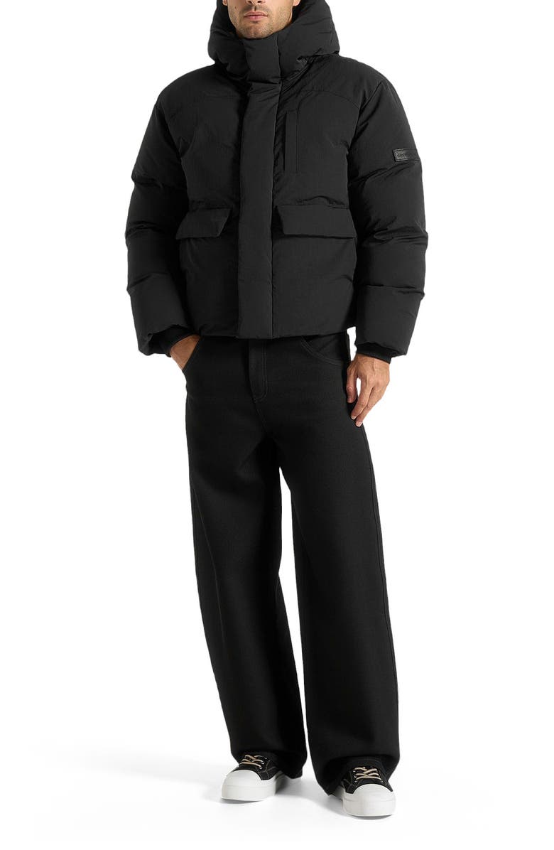 Manière De Voir Casey Unisex Minimal Raglan Puffer Jacket, Main, color, Black