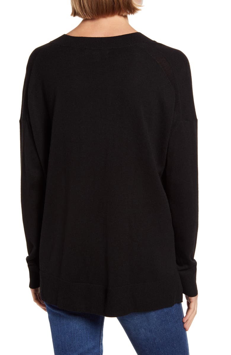 Chelsea28 Oversize V-Neck High/Low Sweater, Alternate, color,