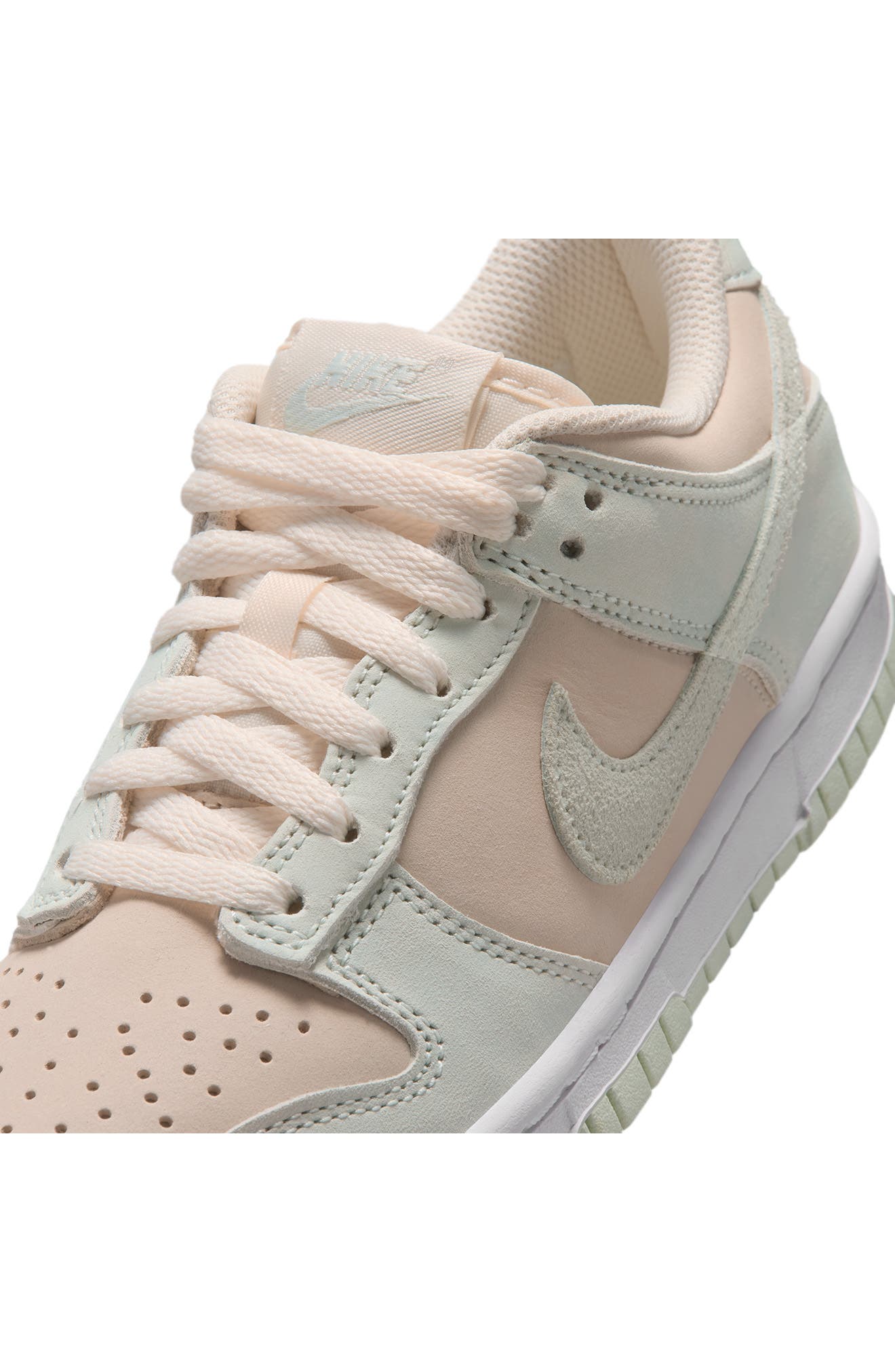 Nike Kids' Dunk Low Basketball Sneaker, Alternate, color, Chalk/ White/ Barely Green