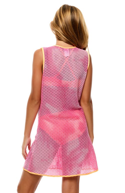 Beach Lingo Tie Dye Knit Lace Cover-up Dress In Pink