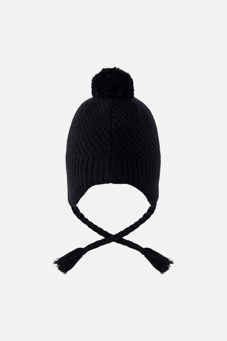 Fleece-Lined Knit Pompom Hat, Alternate, color, Noir