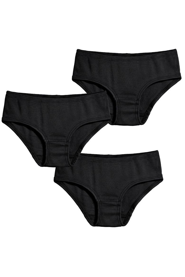 Girls Soft 100% Cotton Brief 3-Pack, Main, color, Black