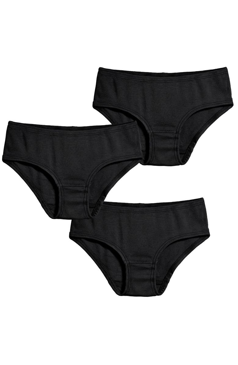 City Threads USA-Made Girls Soft Cotton Brief 3-Pack, Main, color, Black