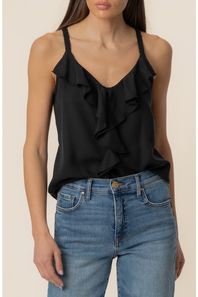 Carmen Ruffle Sleeveless Top, Main, color, BLACK