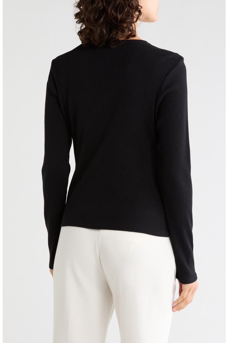 Ribbed Wrap Knit Top, Alternate, color, BLACK