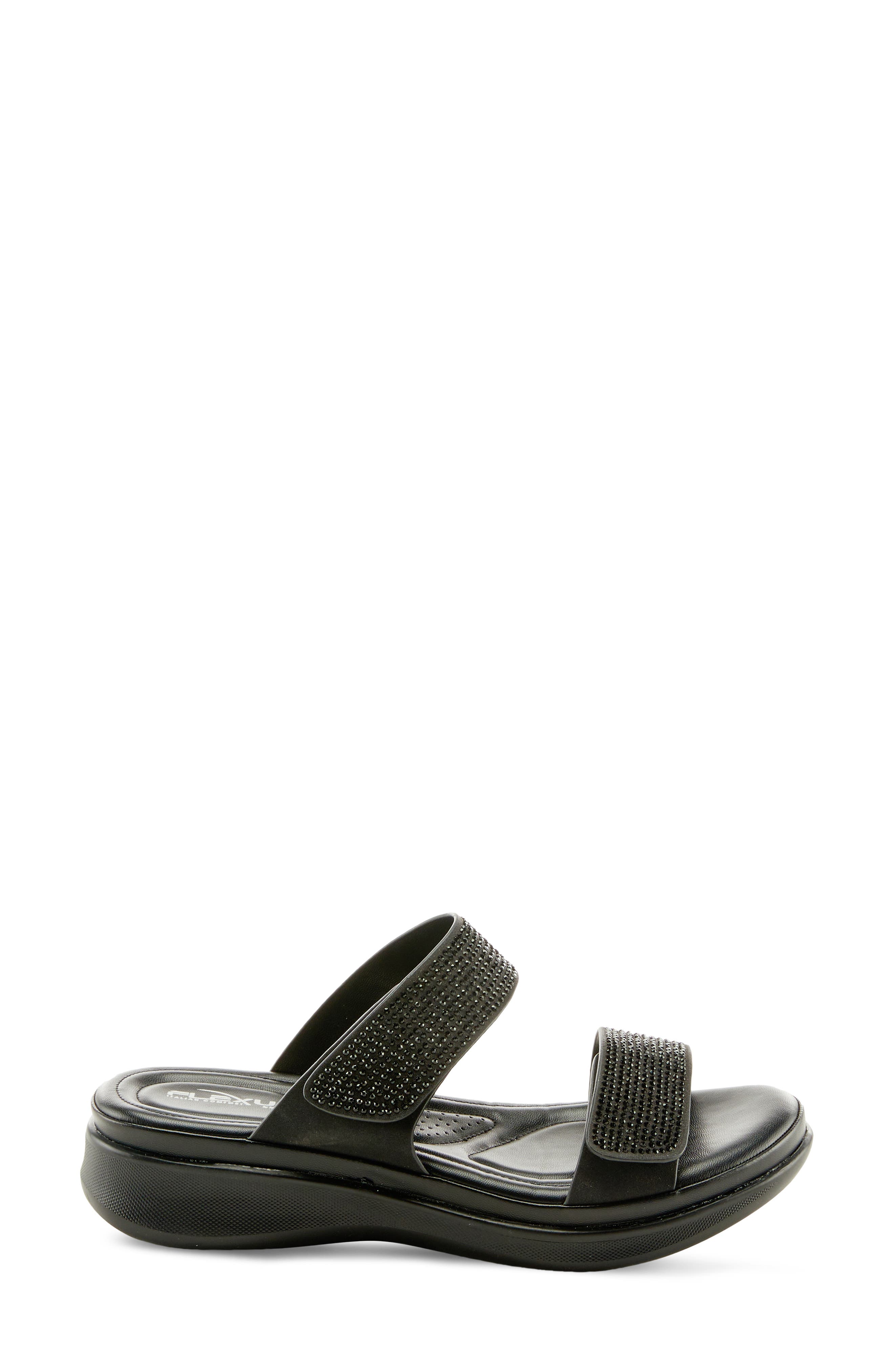 Flexus by Spring Step Bling Slide Sandal, Alternate, color, Black
