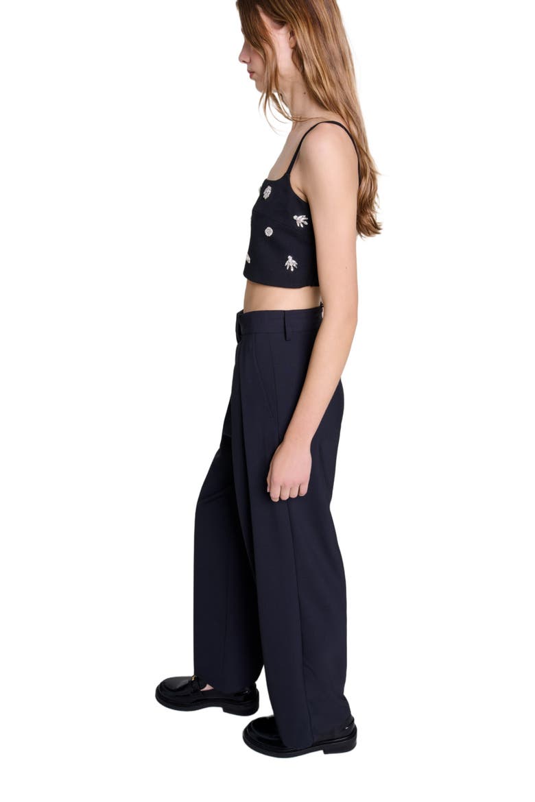 Wide-leg trousers with belt, Main, color, Black