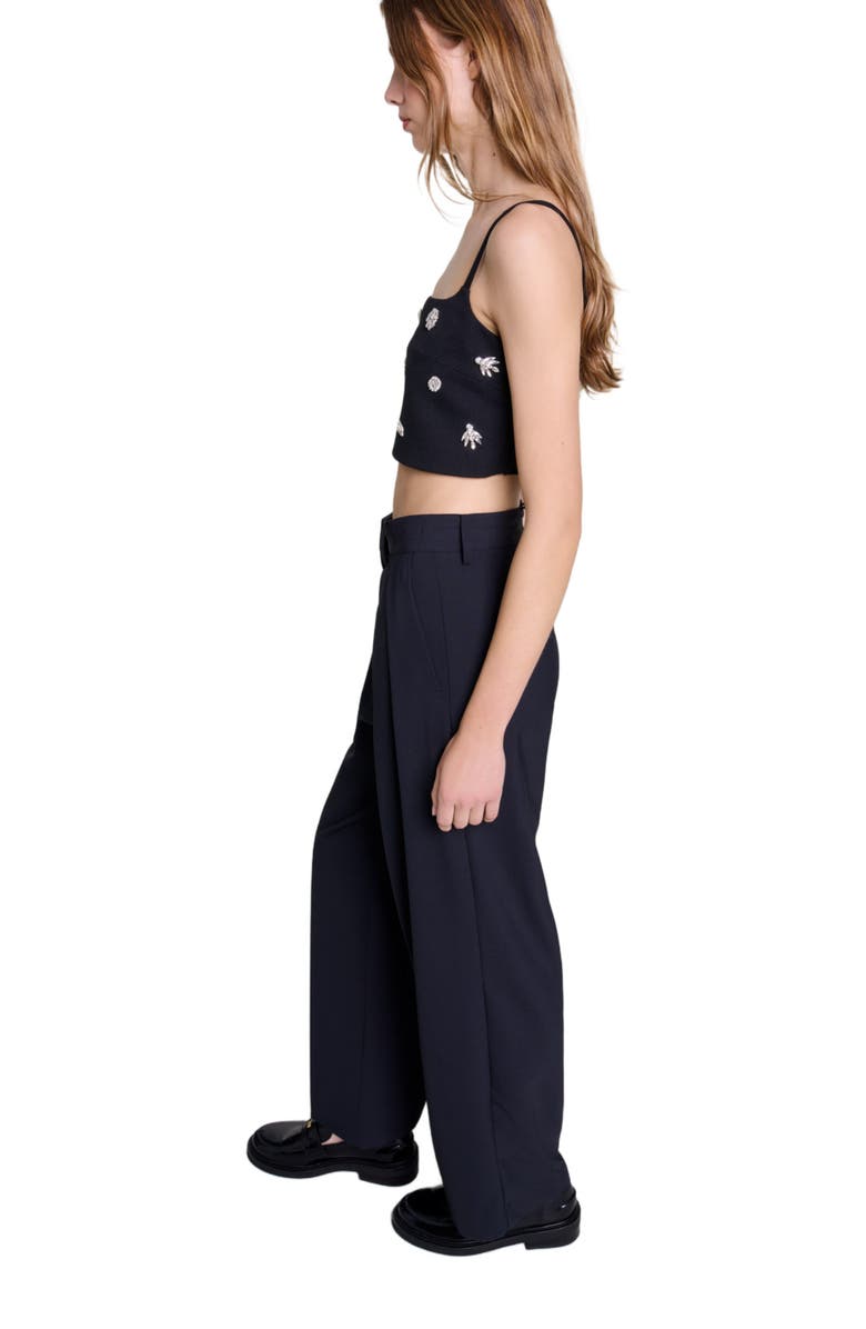 maje Wide-leg trousers with belt, Main, color, 