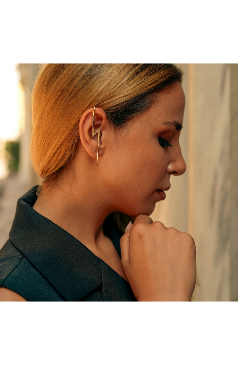 Spero London True Lightning Gemstones Sterling Silver Bolt Ear Crawler, Alternate, color, Gold