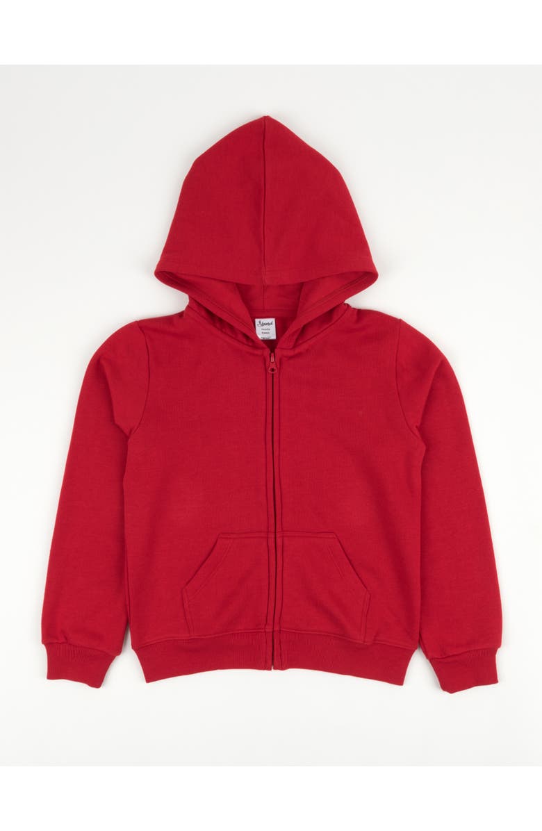 Leveret Kids Zip-Up Sweatshirt Hoodie, Cotton Blend, Solid Colors, Main, color, Red
