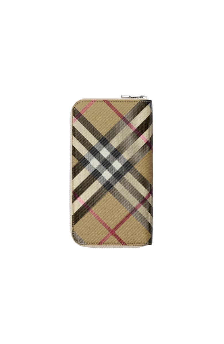 Burberry Check Zip Wallet, Alternate, color, Sand