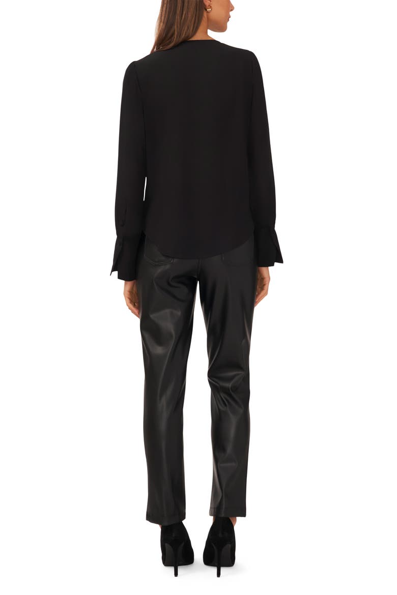 Wrap Front Long Sleeve Blouse, Alternate, color, RICH BLACK