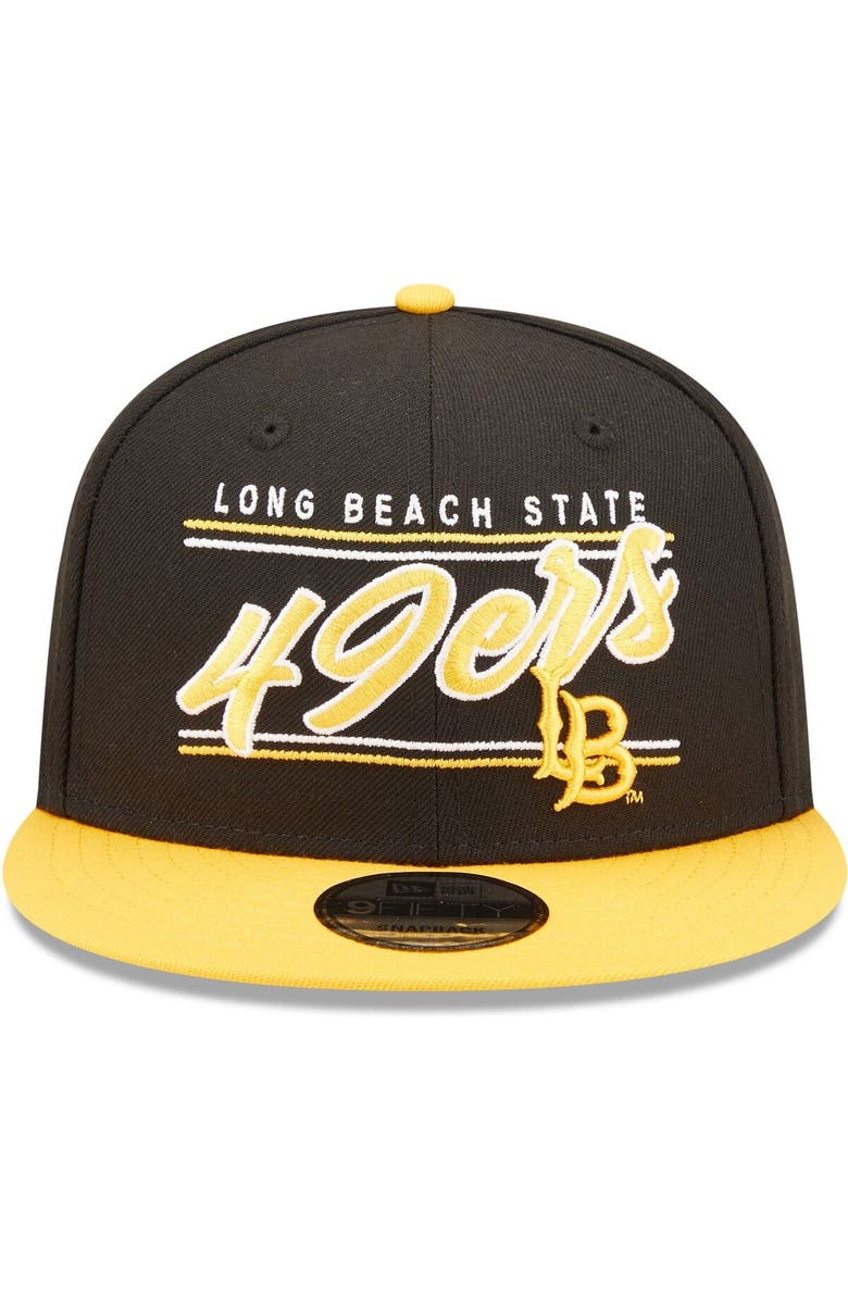 New Era Men's New Era Black Cal State Long Beach The Beach Team Script 9FIFTY Snapback Hat, Alternate, color, 