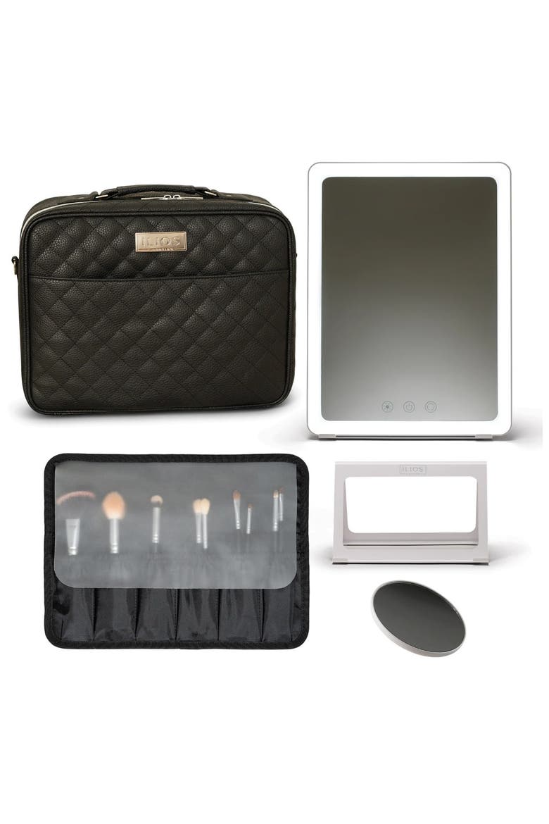 Slim Lightweight Rechargeable Travel Makeup Mirror Kit, Alternate, color, Black