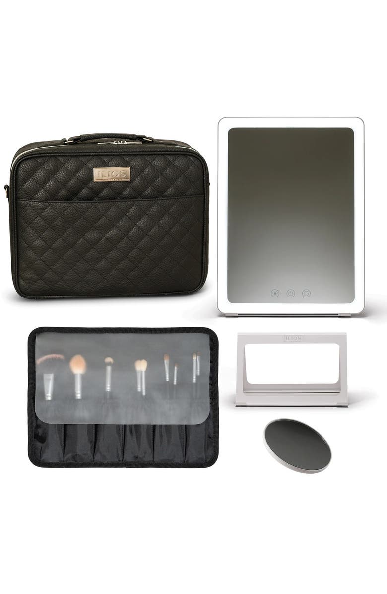 Ilios Lighting Slim Lightweight Rechargeable Travel Makeup Mirror Kit, Alternate, color, Black