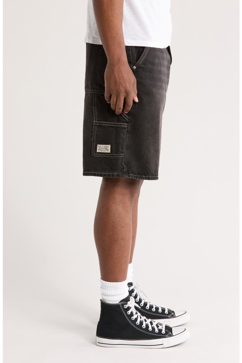 Nathan Baggy Denim Carpenter Shorts, Alternate, color, BLACK