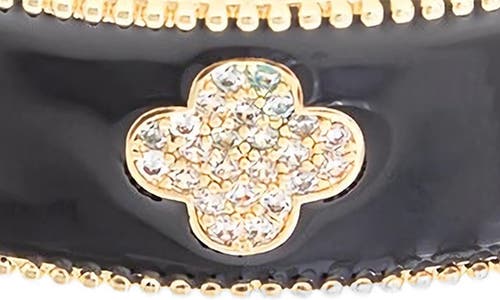 Juvell Cubic Zirconia Clover Enamel Cuff Bracelet In Yellow