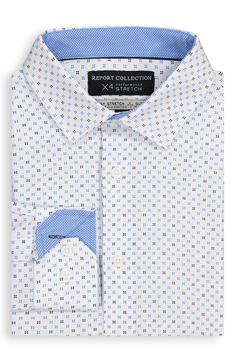 Report Collection 4X Stretch Slim Fit Neat Dress Shirt, Alternate, color, 40 Blue
