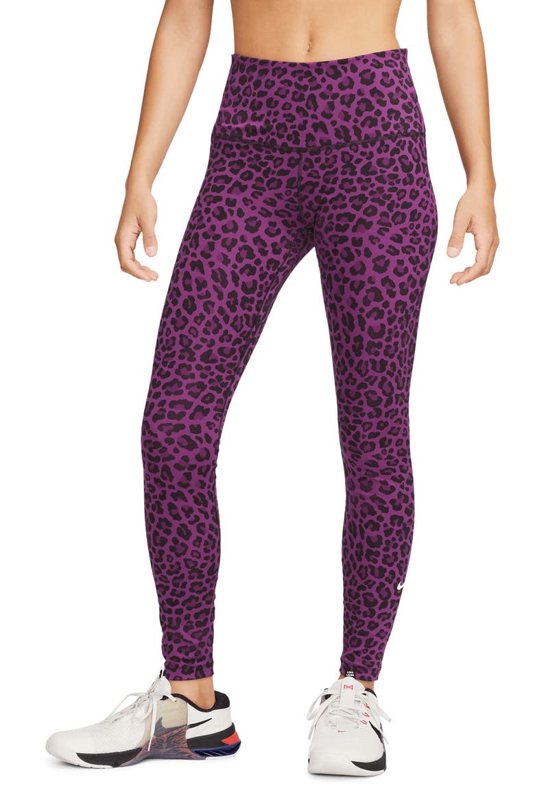 One Dri-FIT Leggings, Main, color, VIOTECH/ WHITE