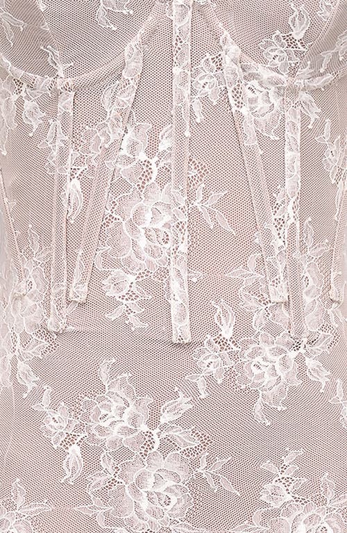 House Of Cb Saisha Long Sleeve Lace Cocktail Midi Dress In Vintage Cream