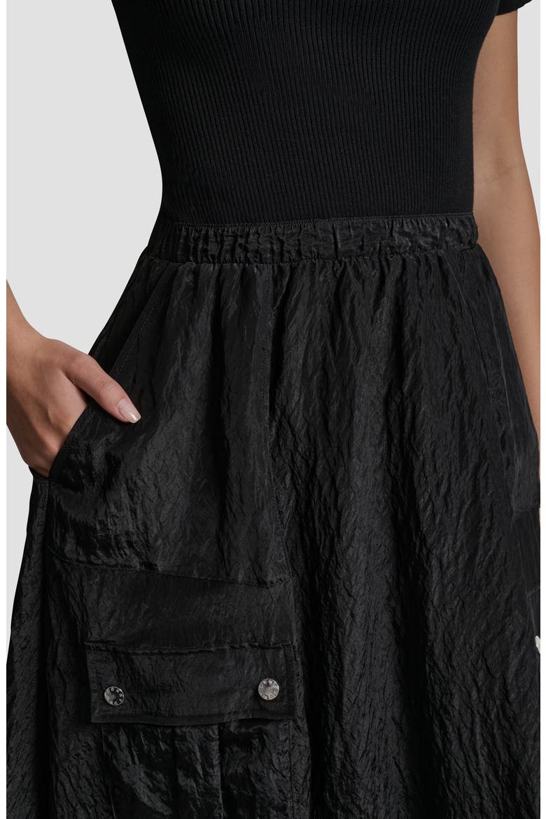 Mixed Media Cargo Pocket Midi Dress, Alternate, color, BLACK