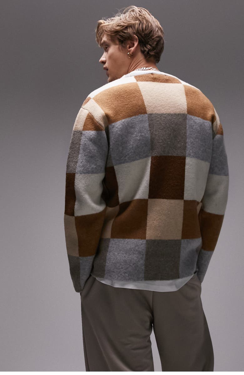 Topman Checkerboard Cardigan, Alternate, color,