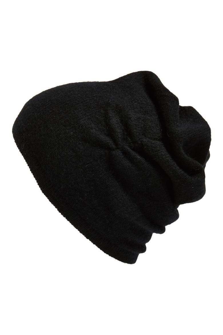 Slouchy Cashmere Beanie, Alternate, color, BLACK