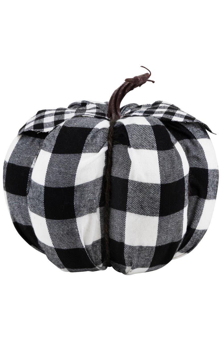 Northlight Buffalo Check Fall Harvest Pumpkin - 7" - Black and White, Alternate, color, 