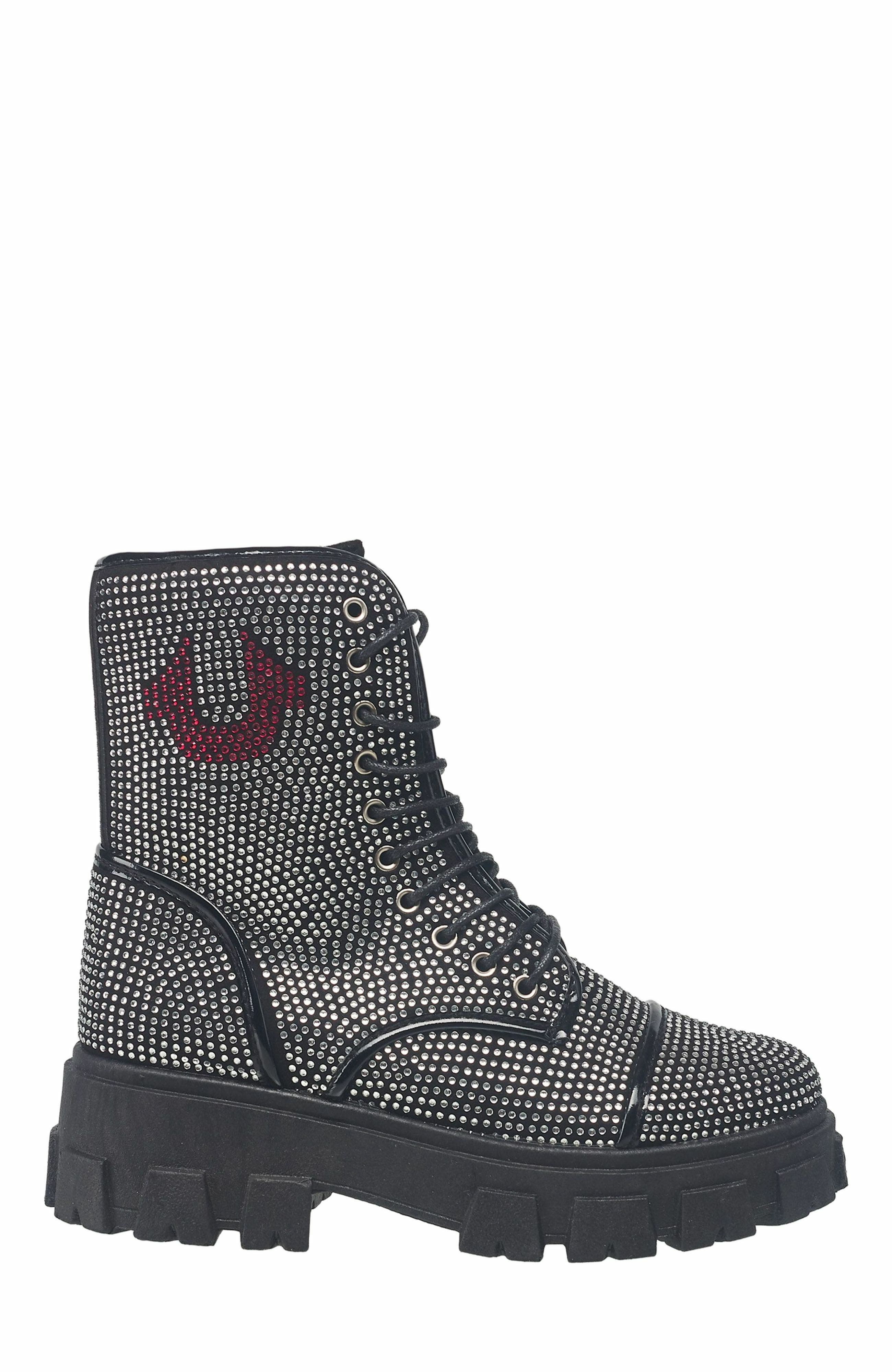 True Religion Gee Rhinestone Combat Boot, Alternate, color, 