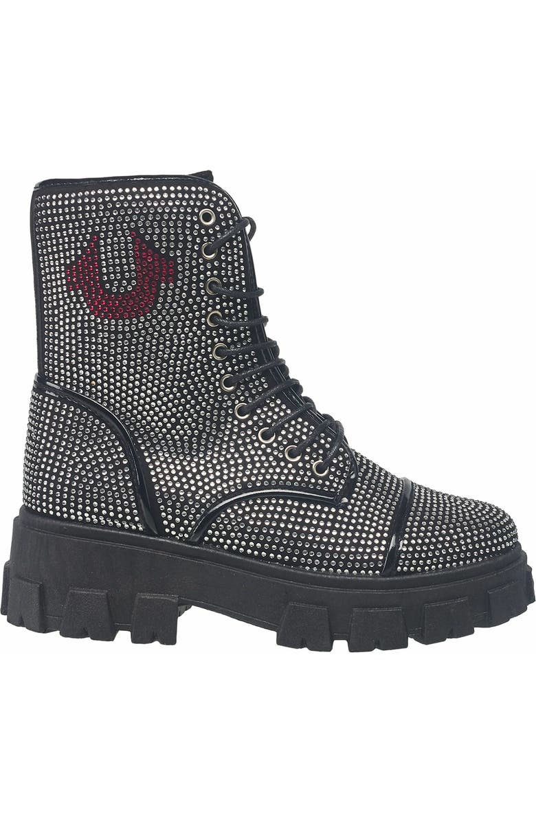 True Religion Gee Rhinestone Combat Boot, Alternate, color,