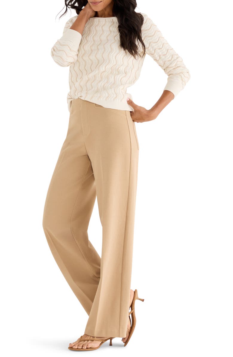 NIC+ZOE Alto Wave Stripe Cotton Blend Pointelle Sweater, Alternate, color, Neutral Multi