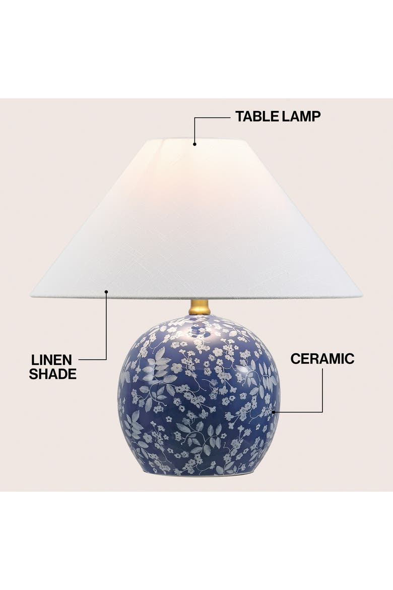 Felice Cottage Floral Ceramic Globe LED Table Lamp, Alternate, color, Blue/White