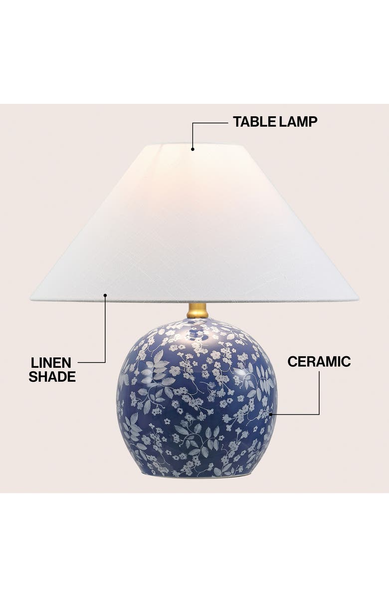 JONATHAN Y Felice Cottage Floral Ceramic Globe LED Table Lamp, Alternate, color, Blue/White