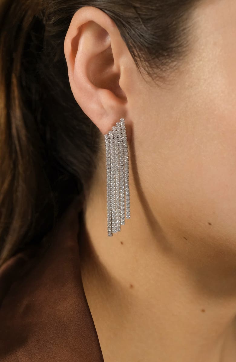 Sterling Forever Clara Cubic Zirconia Chandelier Earrings, Alternate, color, Silver