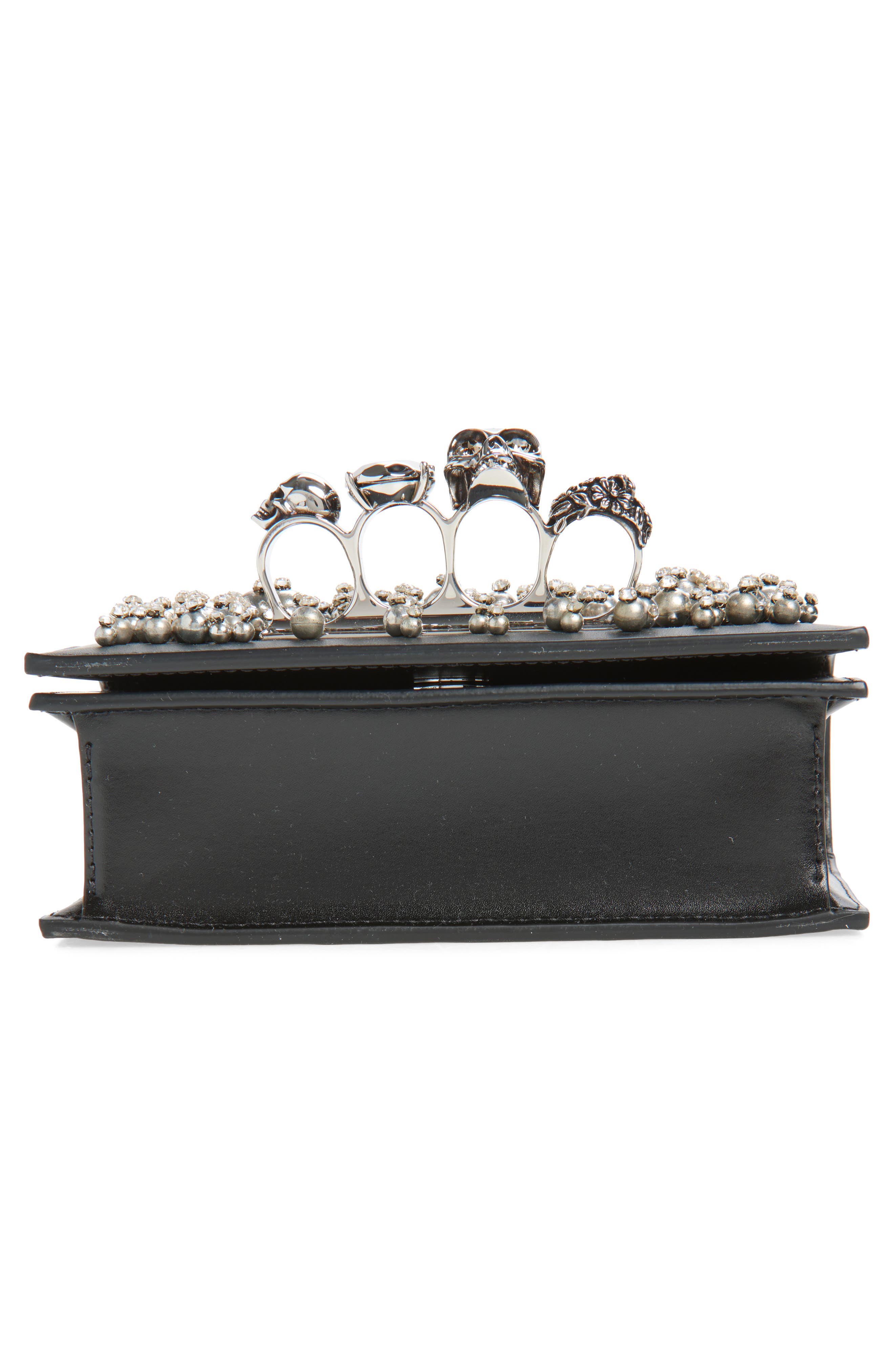 McQueen Mini Jewelled Satchel, Alternate, color, Black/ Silver