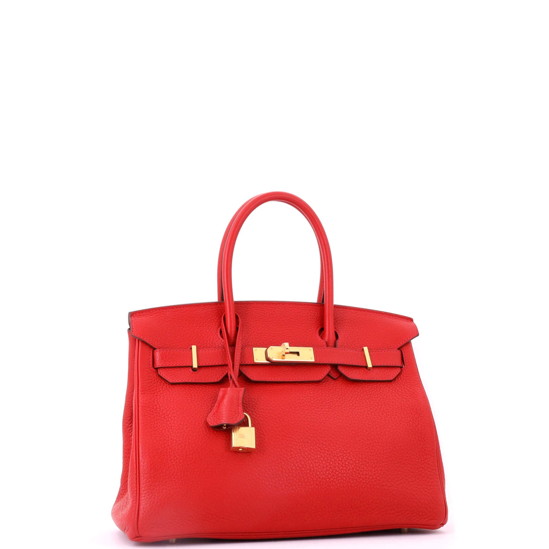 Pre-Owned Hermes Birkin Handbag Red Clemence with Gold Hardware 30, Alternate, color, Rouge Vif