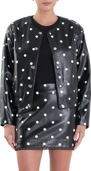 English Factory Polka Dot Faux Leather Jacket